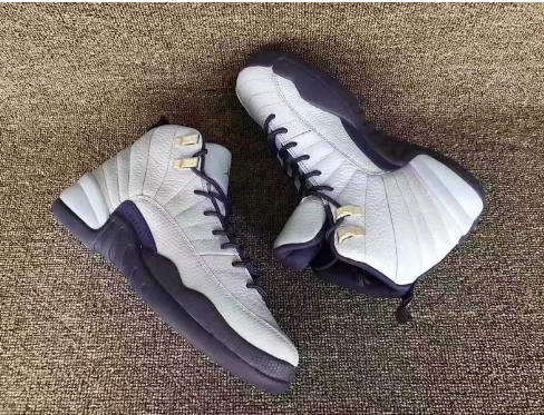 Grade School Air Jordan 12 GS Dark Purple Dust White-Purple Shoes